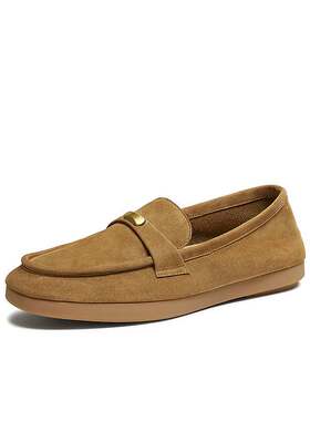 百思图26春商场新款羊皮乐福鞋老钱风小皮鞋一脚蹬女单鞋L2682AA6