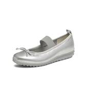 2025春新款 天美意厚底复古银色芭蕾玛丽珍皮鞋 女浅口单鞋 KM070AQ5