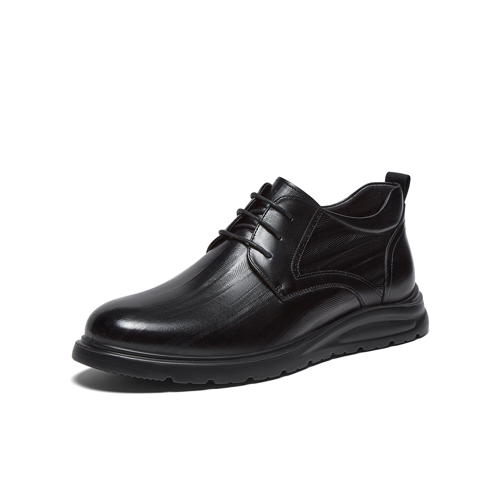 百思图25冬季商场新款时尚加绒真皮休闲皮鞋商务通勤男鞋50537DM5