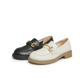 天美意平底英伦乐福鞋 COY11AA4 2024春新款 复古单鞋 女一脚蹬小皮鞋