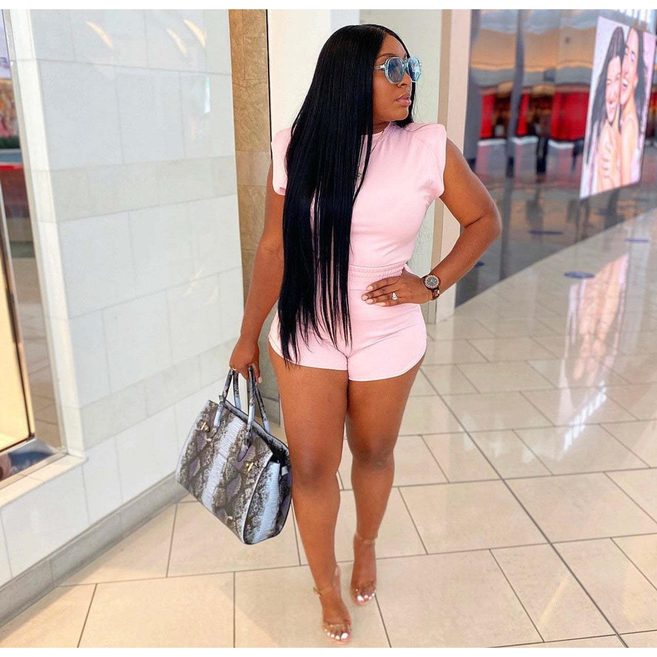 suit two-piece slits with trousers pads shoulder T-shirt