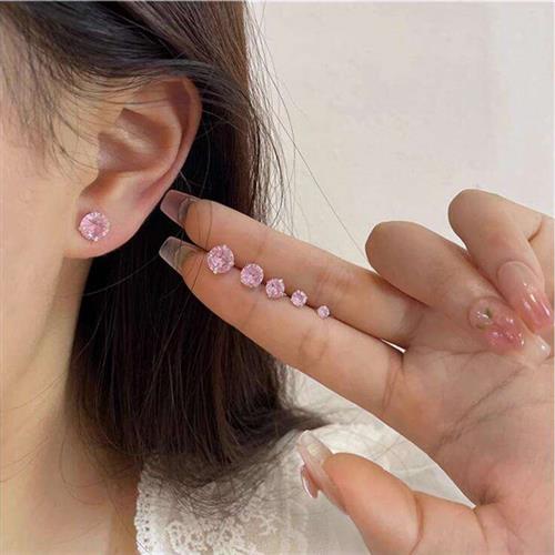 Silver earrings zircon womens earrings simple fashionable