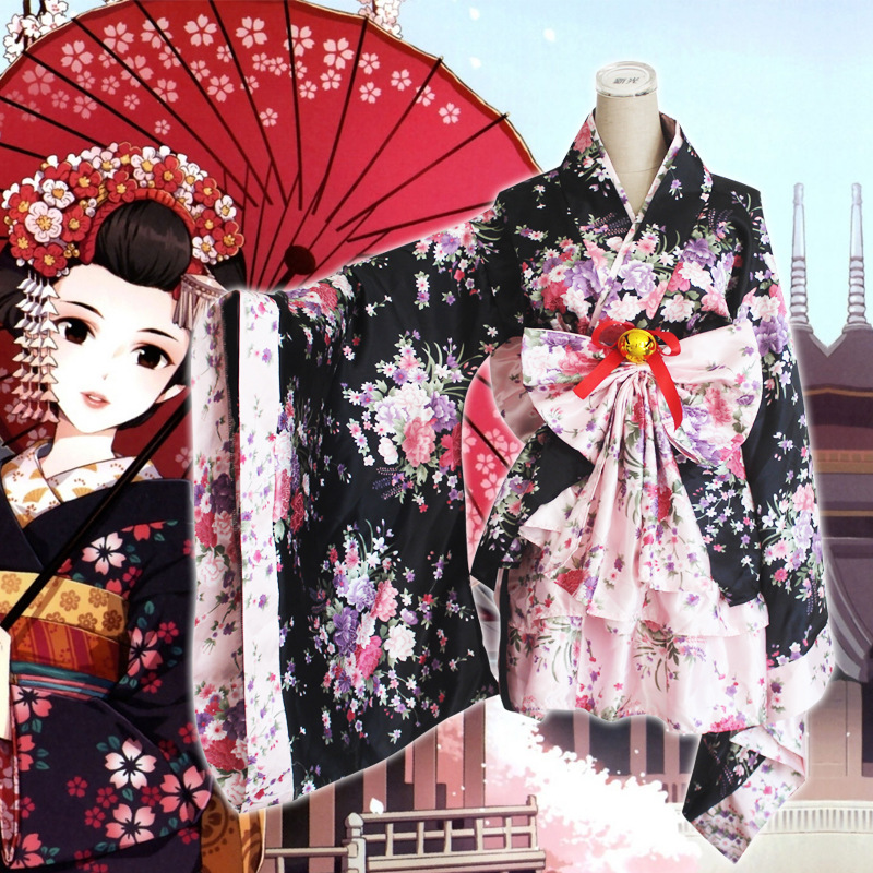 全套重樱花服装 日本樱花和服女仆装 洛丽塔公主服