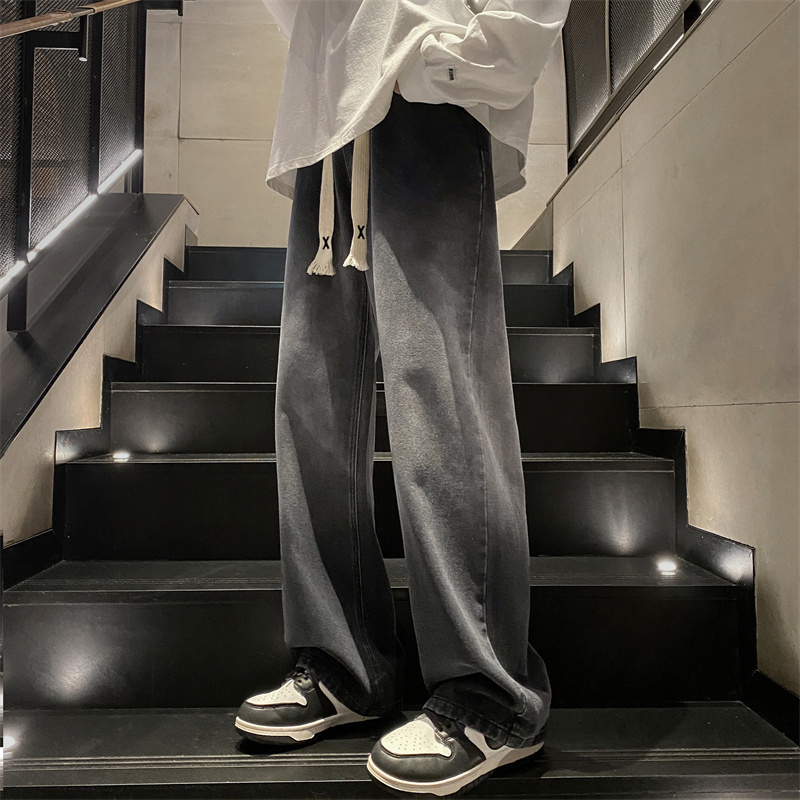 男2025新款春秋牛仔裤直筒渐变色
