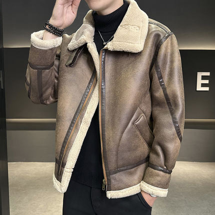 棉袄冬季男款加绒加厚羊羔毛棉衣重型防寒棉服皮毛一体羊羔绒外套