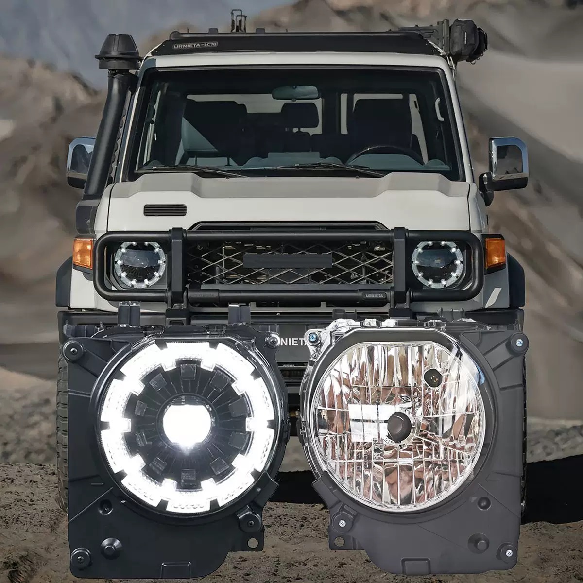 专用于丰田兰德酷路泽LC76大灯总成LC79改装高配梅花LED透镜大灯