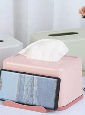 正宝桌面自带弹簧手机支架纸巾盒