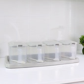 家用厨房调料盒勺盖一体多格盐盒组合装 盐罐大号500克一斤佐料盒