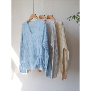 银丝亮片长袖丝羊绒V领宽松显瘦洋气针织打底衫女毛衣