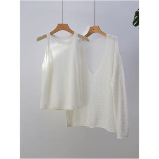 baby幼马海毛仙气白色小众高级甜美法式浪漫两件套毛衣