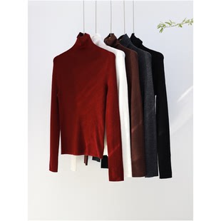 经典款精纺美丽诺羊毛高领修身百搭长袖一线成衣纯色厚打底衫毛衣