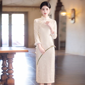 白色旗袍冬装 新中式 领证日常冬季 加绒加厚冬天小个子订婚礼服裙女