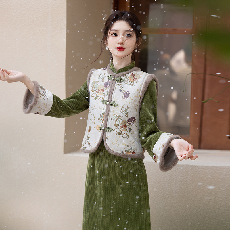 新中式国风套装旗袍两件套长袖