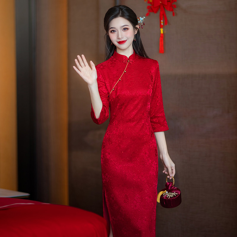 红色新娘结婚订婚敬酒服回门装