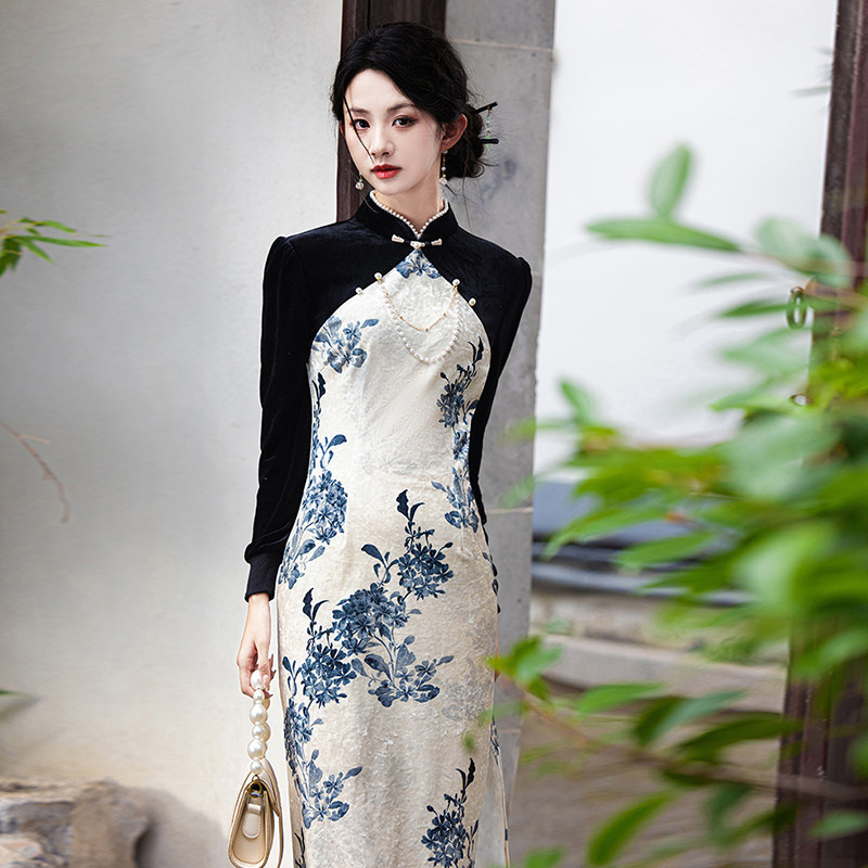 复古民国风老上海气质高端连衣裙