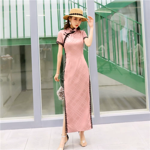 Легкое длинное ретро сексуальное элегантное ципао, светлый стиль, коллекция 2021, с акцентом на бедрах