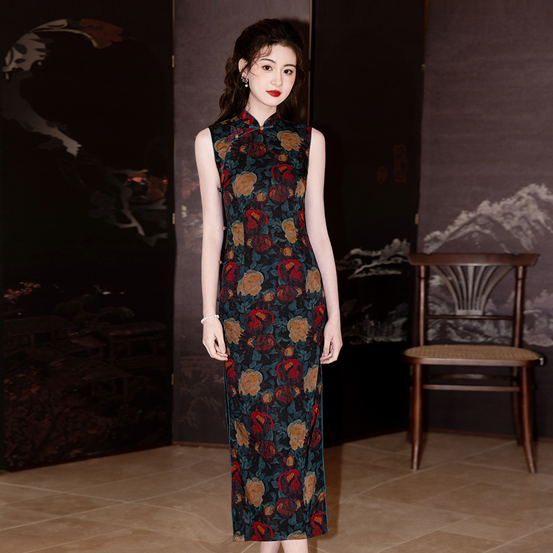 新中式复古风老上海收腰显瘦旗袍