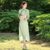 日常可穿茶服连衣裙 年轻少女款 改良复古风奥黛旗袍2026年新款 夏季