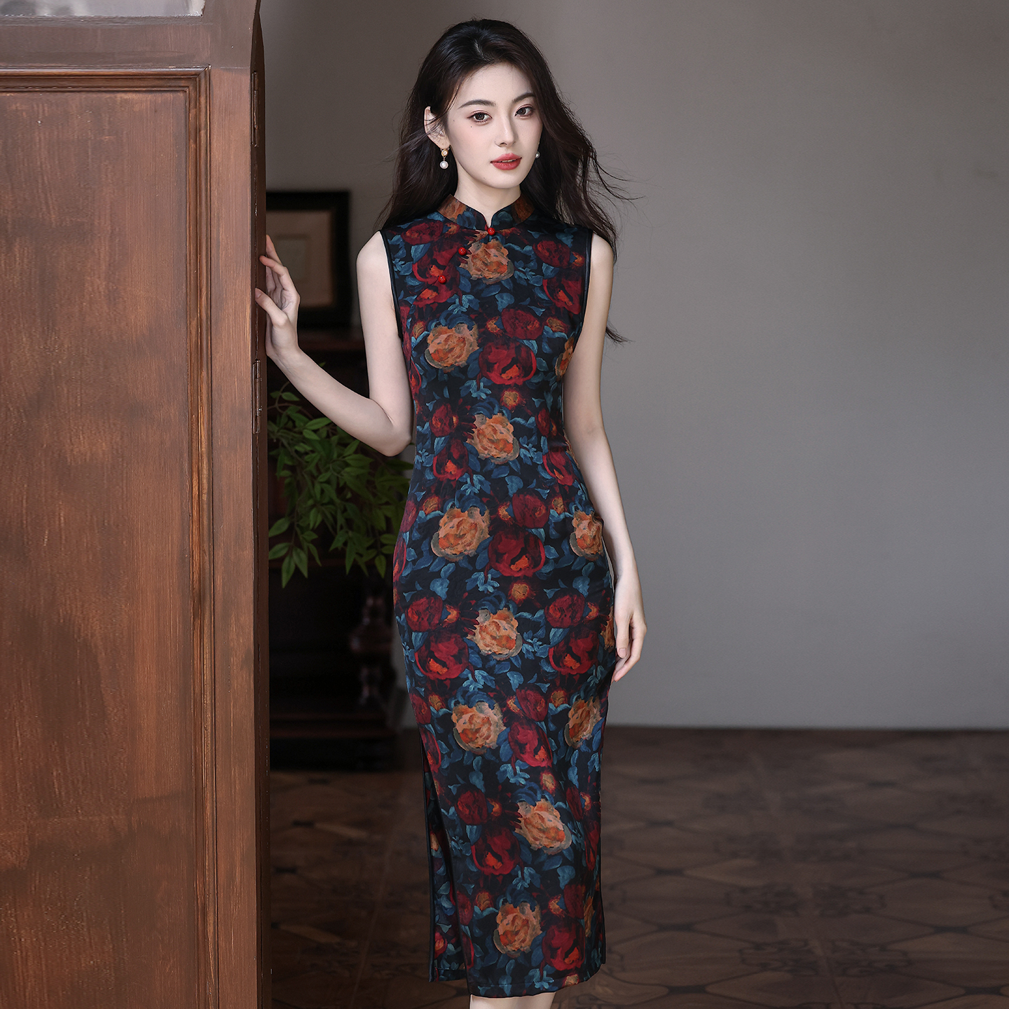 新中式老上海气质高端无袖连衣裙