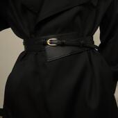 外套束腰腰带装 复古新款 皮带高级感女士腰封配连衣裙子西装 饰黑色