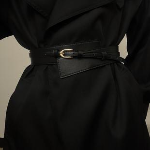 饰黑色 外套束腰腰带装 复古新款 皮带高级感女士腰封配连衣裙子西装