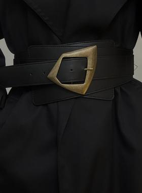 时尚松紧腰封女新款黑色装饰皮带配百搭连衣裙大衣毛衣衬衫宽腰带