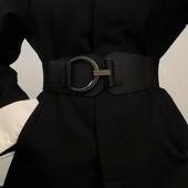 配西装 连衣裙大衣松紧腰封宽版 时尚 复古弹力腰带女款 百搭收腰装 饰