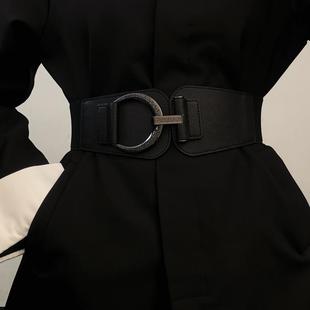 复古弹力腰带女款配西装连衣裙大衣松紧腰封宽版时尚百搭收腰装饰