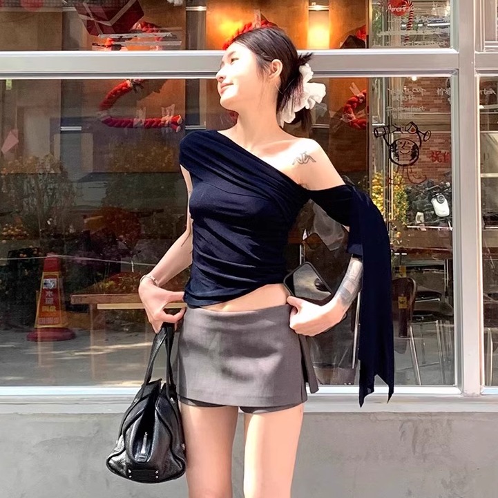 侧边韩版时尚半身裙女夏季2025新款通勤百搭小个子a字包臀短裙子