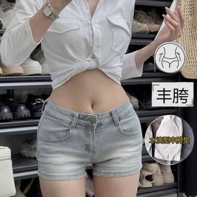 美式复古丰胯牛仔短裤女夏季2025新款通勤百搭辣妹a字包臀热裤子