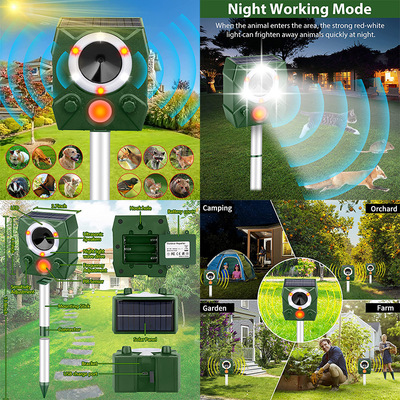 Explosive ultrasonic dog repellent and solar bird repellent