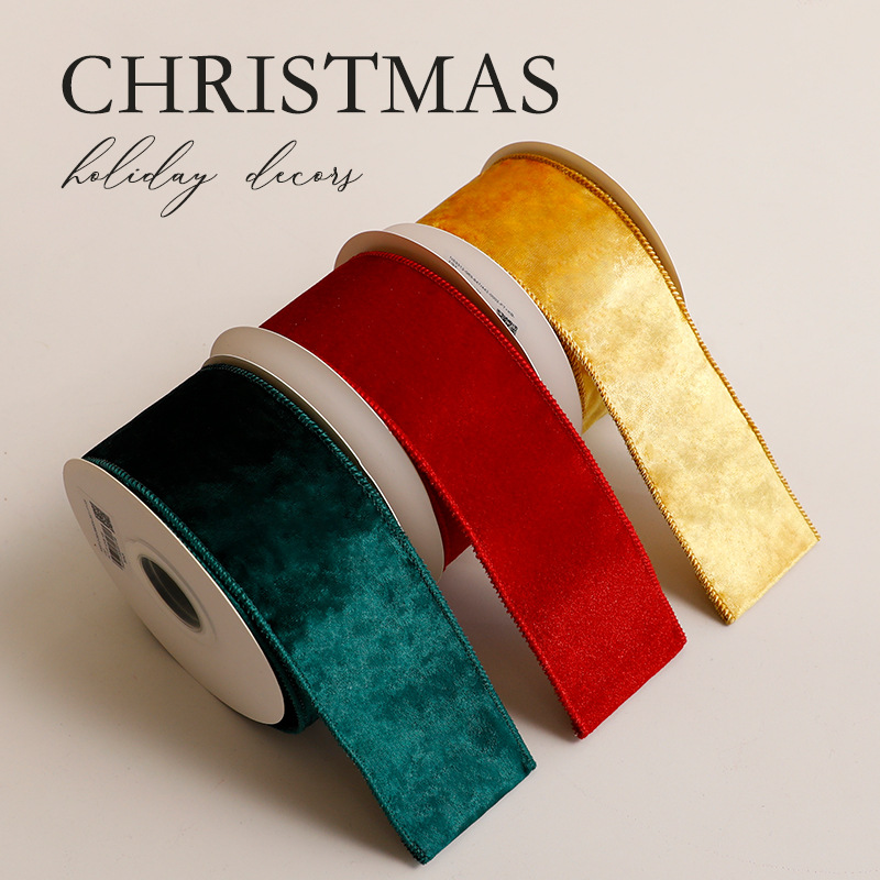 Hot selling Christmas velvet ribbon decoration圣诞丝绒彩带