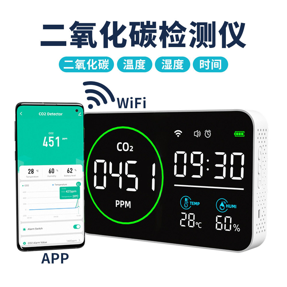 Air quality detector WiFi carbon dioxide detector检测器