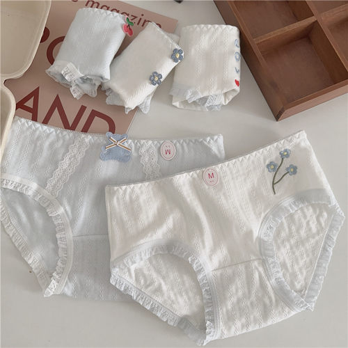 纯棉内裤女国风蓝色少女三角裤