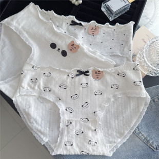 黑白熊猫~A类棉内裤女纯棉2025新款7A抗菌全棉裆简约印花少女学生