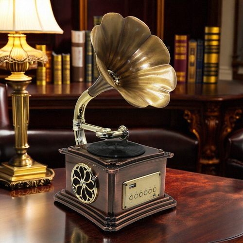 跨境复古铜喇叭留声机黑胶唱片机