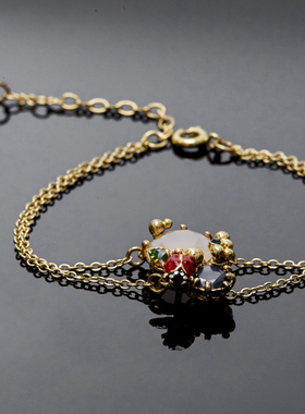 手链双层水晶宝石瓢虫珐琅彩手饰