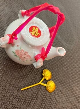 潮汕阿舅提油壶添丁油瓶出嫁女金如意花喜事结婚用品新娘陪嫁嫁妆
