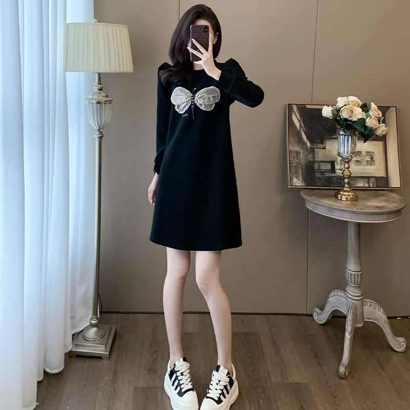 加绒加厚卫衣裙子女秋冬2025新款长袖宽松遮肉减龄休闲黑色连衣裙,女装/女士精品,大码内搭,淘宝优惠券,粉丝福利购,淘宝优惠卷