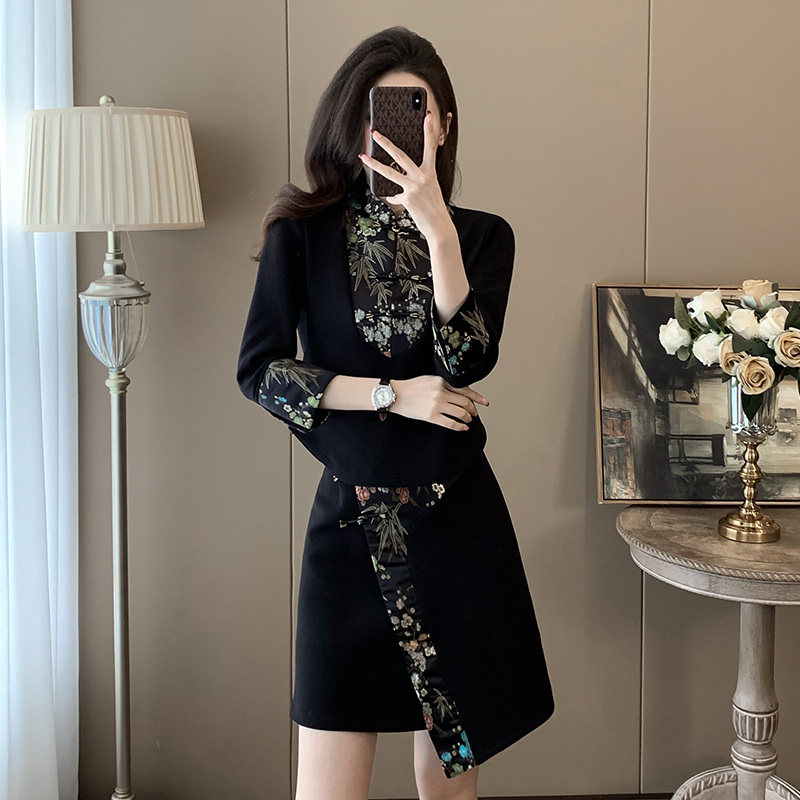 新中式国风盘扣刺绣时尚套装裙女秋季高端精致上衣半身短裙两件套,女装/女士精品,真丝上装,淘宝优惠券,粉丝福利购,淘宝优惠卷