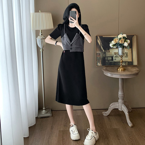 梨型身材遮胯显瘦休闲T恤裙子