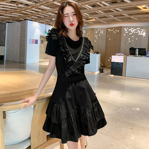 法式小香风t恤上衣半身裙子套装女2026夏季新款女装连衣裙两件套