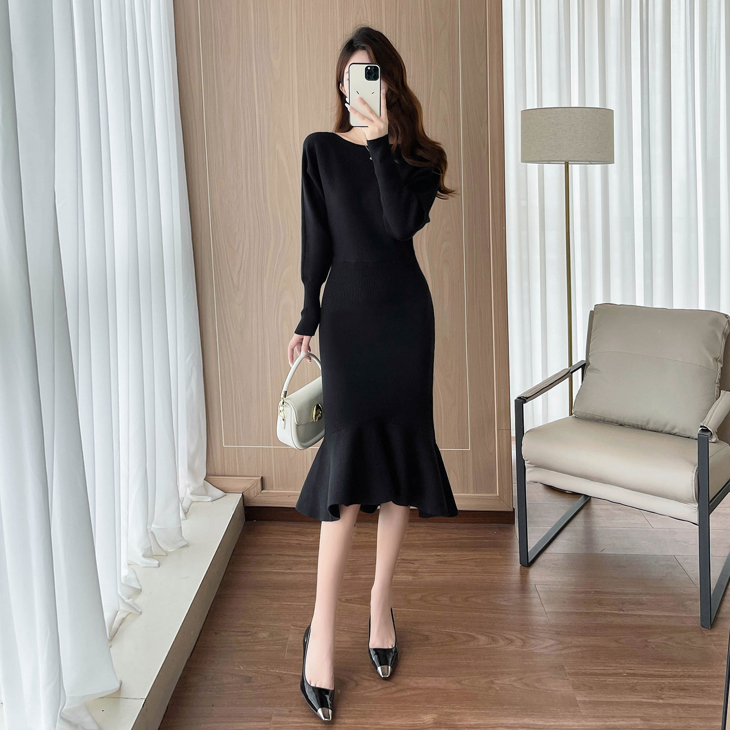收腰显瘦毛衣内搭打底包臀鱼尾裙