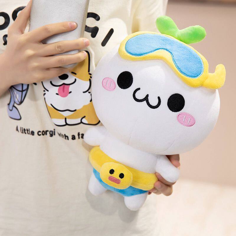 夏日可爱长草颜团子潜水花环毛绒玩具抱枕公仔团子玩偶生日礼物