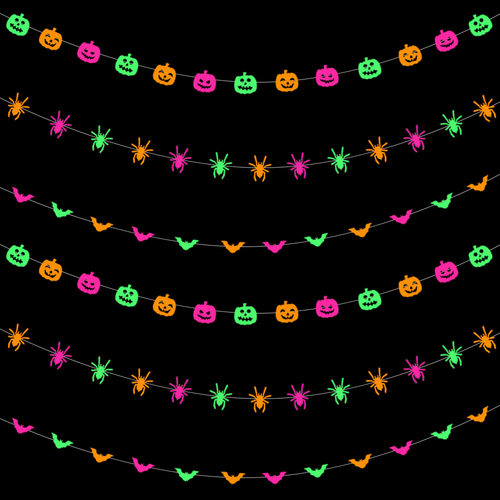 Halloween Luminous Fluorescent Bat Pumpkin Spider String Par