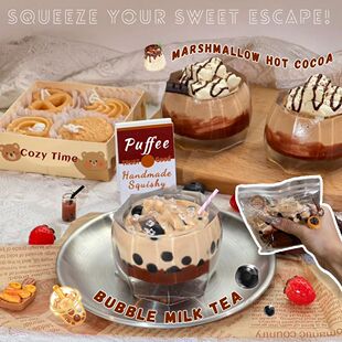 Bubble Milk tea Food-grade Silicone Squishy Toy, Marshmallow