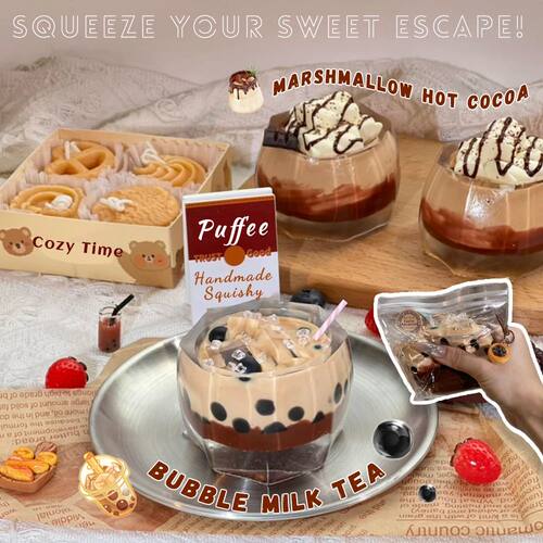 Bubble Milk tea Food-grade Silicone Squishy Toy, Marshmallow