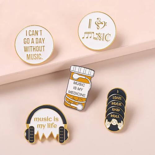 DJ Playing Music Enamel Pin CD Record Headphones Musical Mel