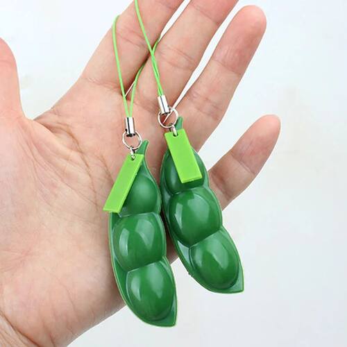2PCS Fidget Toys Squeeze Pea Beans Keychain ADHD Decompressi