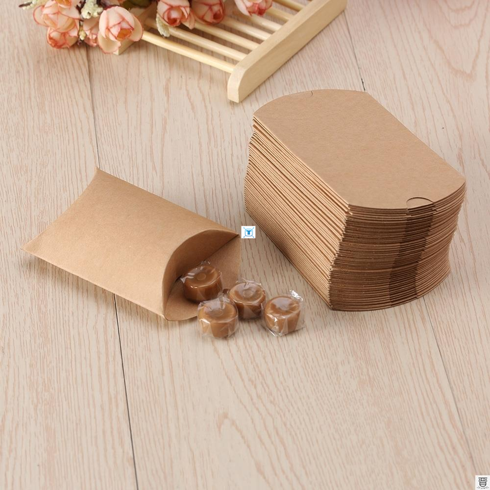 50pcs/set colorful kraft paper candy box gift bag wedding
